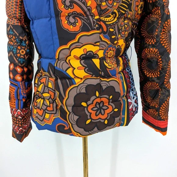 Desigual Puffer Jacket Women's 40 Multicolor Patchwork Print Statement - Picture 9 of 13